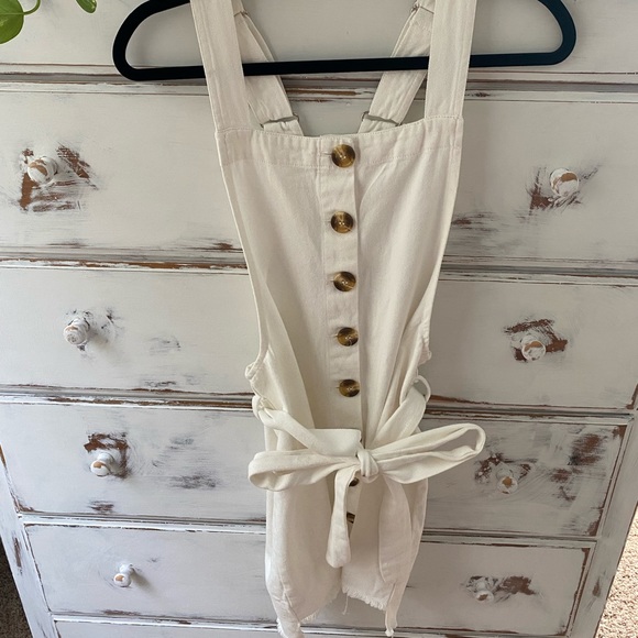 White Denim Overall Dress - Picture 3 of 8